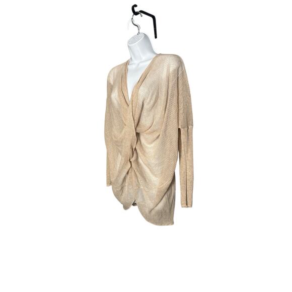 ALLSAINTS Tan Sheer Knit Twist Front Drape
Cardigan Sweater Medium - Picture 2 of 5